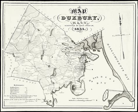 Duxbury Massachusetts Historical Map 1833 Photograph By Carol Japp
