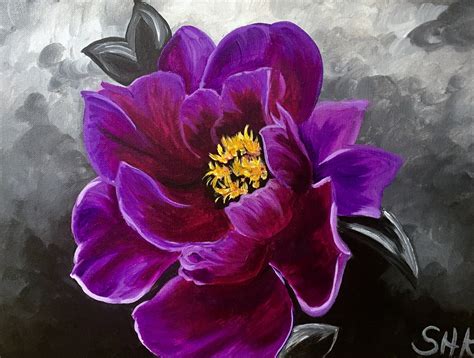 purple peony floral abstract original artwork etsy