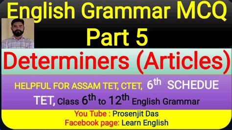 Mcq On Determiners Assam Special Tet Hslc Class To Grammar