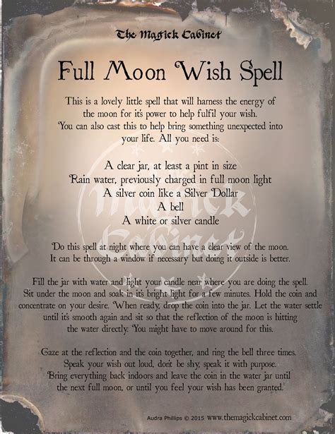 Full Moon Wish Spell By The Magick Cabinet Wish Spell Full Moon