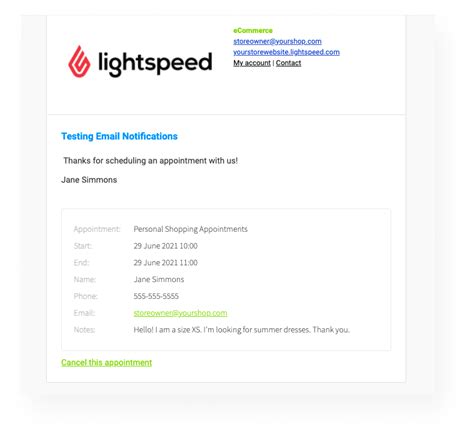 Customizing Appointment Emails Lightspeed Ecom C Series