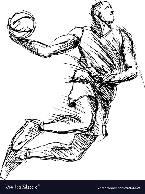 Hand Sketch Basketball Player Royalty Free Vector Image