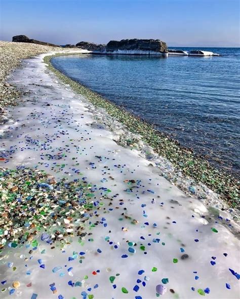 watercolor glass beach in russia 🌊 ussuri bay wasn t always filled with bead like rainbow glass
