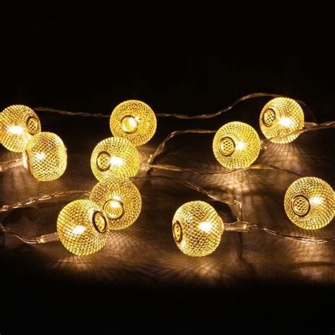 Led Gold Fairy Lights Lanterns Chain Mains Operated Party Decor