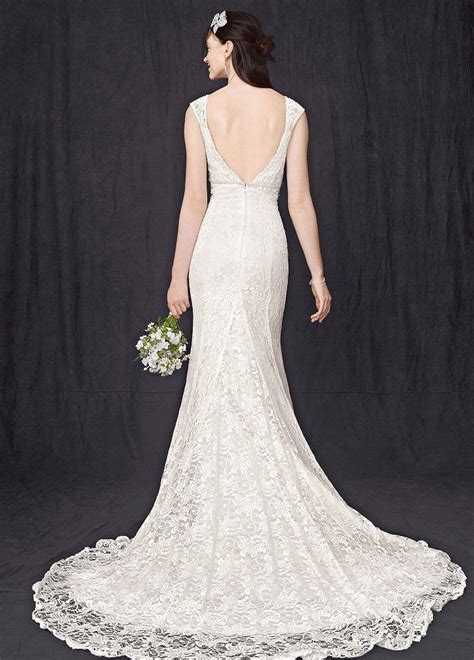 Photo 7 of 12 2014 style trumpet mermaid. Davids-Bridal-Petite-All-Over-Beaded-Lace-Trumpet-Wedding ...