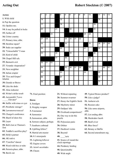 Free Printable Crossword Puzzles Puzzles Free Printable Themed