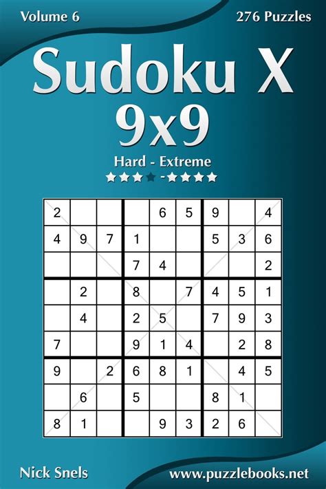 Sudoku X 9x9 Hard To Extreme Volume 6 276 Puzzles