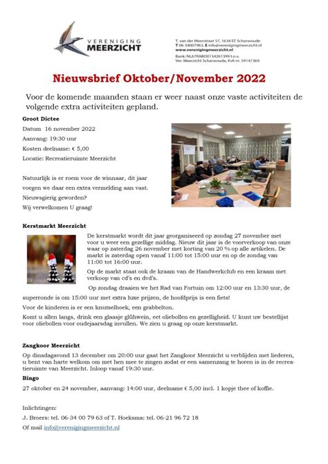 Nieuwsbrief Oktobernovember 2022 Vereniging Meerzicht