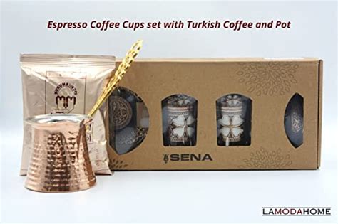 Lamodahome Turkish Coffee Cup Set With Saucer Lid And Chocolate Bowl