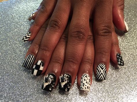 Black And White Menagerie Nail Art Designs By Top Nails Clarksville