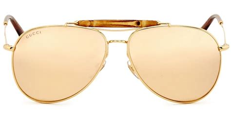 Lyst Gucci Bamboo Gold Plated Aviator Sunglasses In Metallic For Men