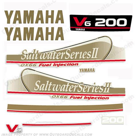 Yamaha 200hp Saltwater Series Ii Ox66 Fuel Injection Decals Gold
