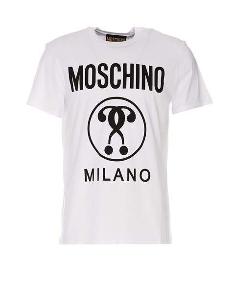 Moschino Double Question Mark Logo T Shirt In White For Men Lyst