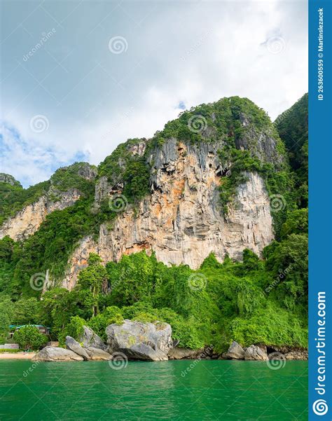 Limestone Rock Near The Railay Beach Thailand Krabi Province Stock