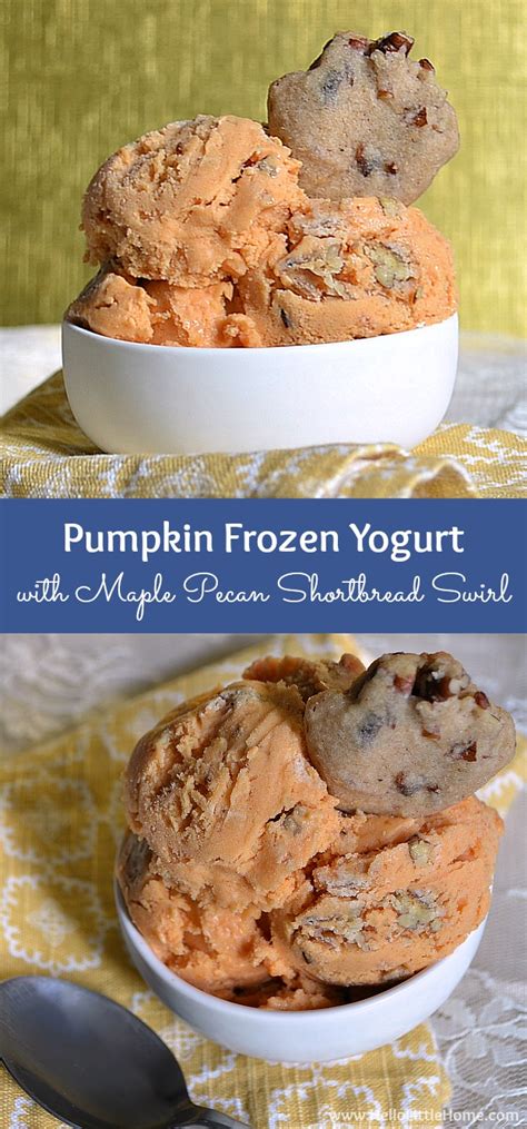 Pumpkin Frozen Yogurt With Maple Pecan Shortbread Swirl