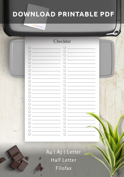 printable blank checklist template