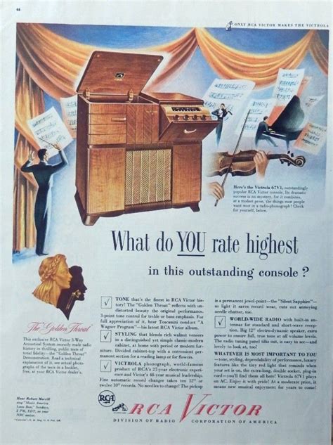 Rca Victor Radio Vintage Advertisement Color Illustration Victrola 67v1 1947 Magazine Art With