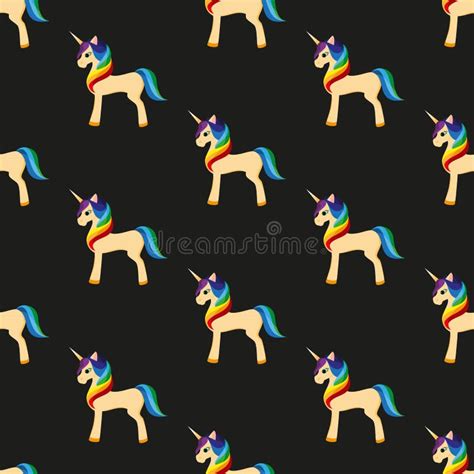 Golden Unicorn With A Rainbow Mane Stock Illustration Illustration