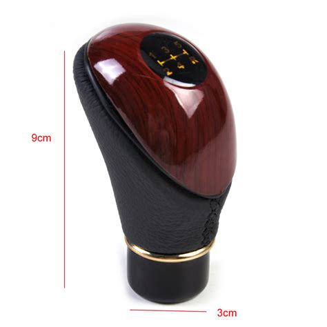 Universal 5 Speed Wood Grain Leather Mt Manual Gear Shift Knob Gear