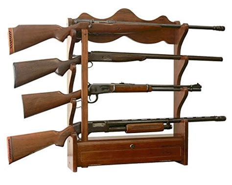 NEW Wooden Wall Mount Hung Gun Storage Display Rack Holds Rifles