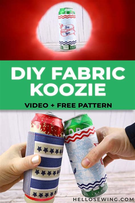 How To Make A Koozie With Free Pattern Template Video ⋆ Hello Sewing