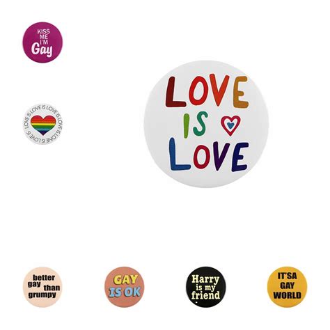 Lgbt Tinplate Soft Button Pin Love Is Love Im Gay Couple Badge