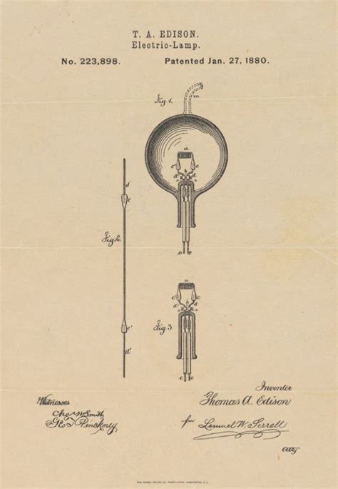 From Thomas Edisons Patent For The Electric Light Bulb Us 1880