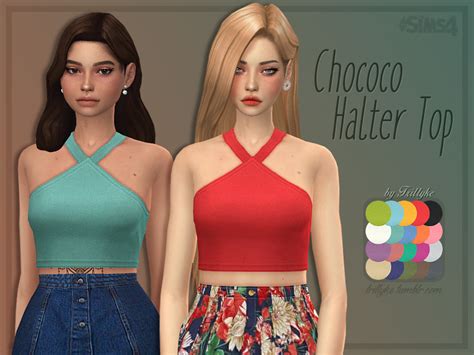 Cropped Top With A Halter Neckline Found In Tsr Category Sims 4