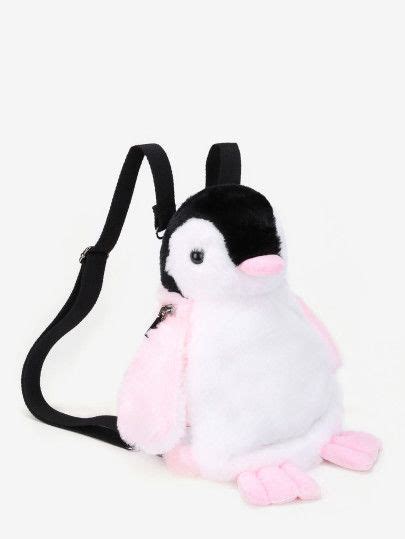 Faux Fur Overlay Penguin Shaped Backpack Sheinsheinside Backpacks