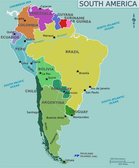 Mapa Político De Sudamérica Tamaño Completo C