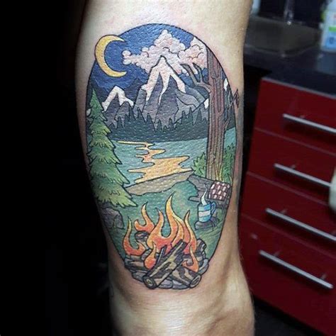 60 Amazing Camping Tattoos For Men 2024 Inspiration Guide Camping