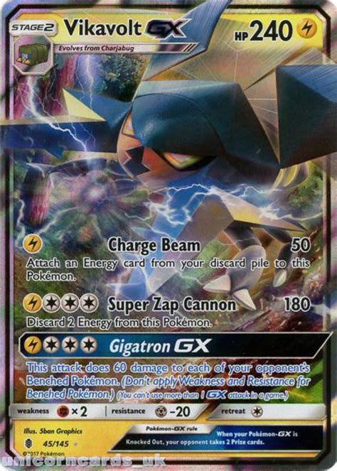 Vikavolt Gx 45145 Guardians Rising Ultra Rare Rare Mint Pokemon Card