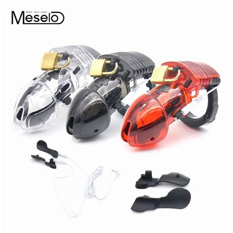 Meselo Electric Shock Chastity Cage Penis Ring Sex Toy Vibrating