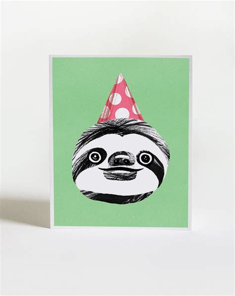 Sloth Birthday Card Party Sloth Funny Birthday Card Etsy