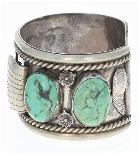 Navajo Turquoise Watch Cuff Bracelet Sterling Silver Native Etsy