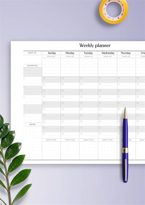 Free Weekly Task Planner Template Bestpastor