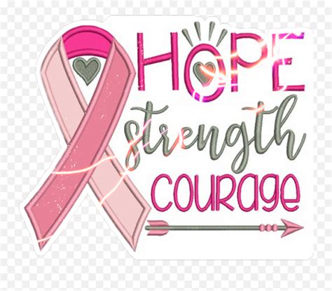 Hope Strength Courage Pink Ribbon Emojipink Breast Cancer Ribbon Emoji