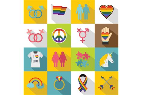lgbt icons set flat style graphic by ylivdesign · creative fabrica