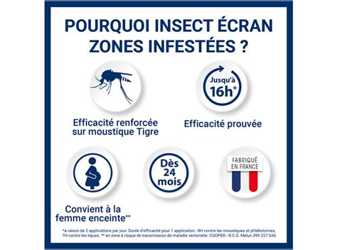 Insect Ecran Zones infestées Spray Répulsif Peau anti moustiques