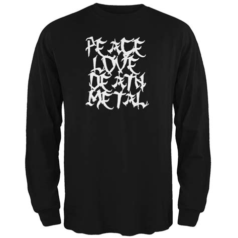Peace Love Death Metal Black Adult Long Sleeve T Shirt X Large