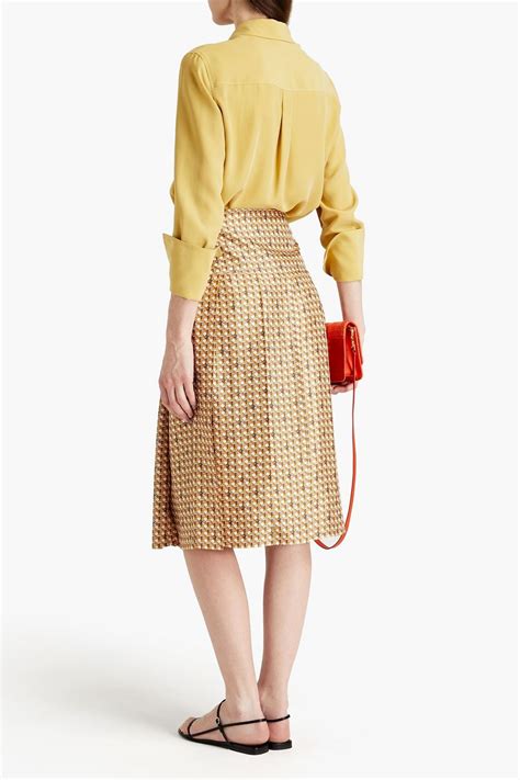 Tory Burch Pleated Printed Silk Twill Skirt The Outnet