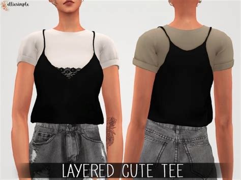Elliesimple Layered Cute Tee Sims 4 Clothing Sims 4 Sims