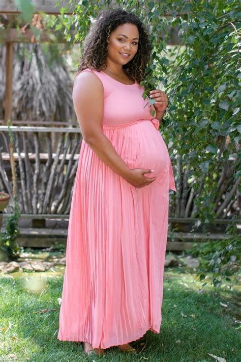 Pink Pleated Chiffon Plus Maternity Dress Maternity Dresses Dresses
