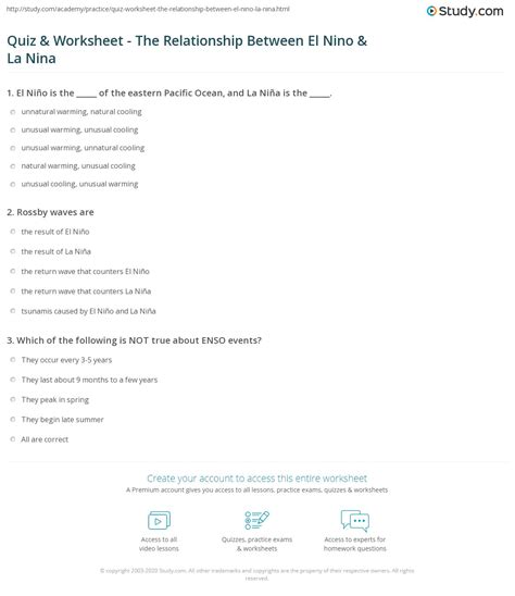 El Nino Worksheet Answers - Worksheet List