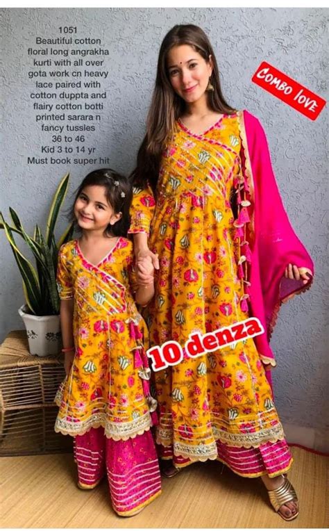 pakistani heavy gotta work salwar suit mother daughter dresses ethnic beautiful kurta sharara