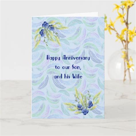 Anniversary Card For Son And Wife Blue Flowers Anniversary Cards Happy