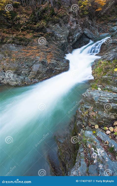 Waterfalls On Rocky Autumn Stream Stock Image Image Of Forest Long