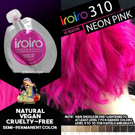 Iroiro 310 Uv Reactive Neon Pink Semi Permanent Hair Color Shopee