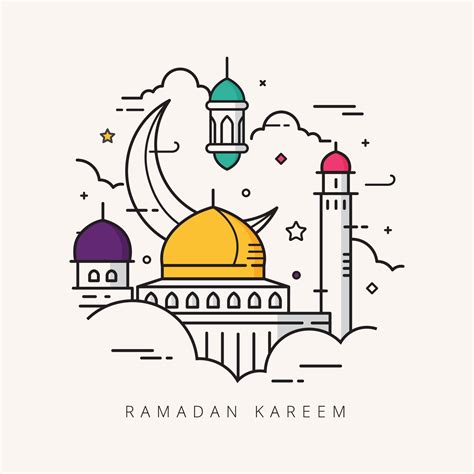 Ramadan Kareem Doodle Hand Drawn Vector Illustration 2079624 Vector Art