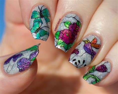 Stained Glass Nail Art With Moyra Stamping And Leadlight Stained Nails